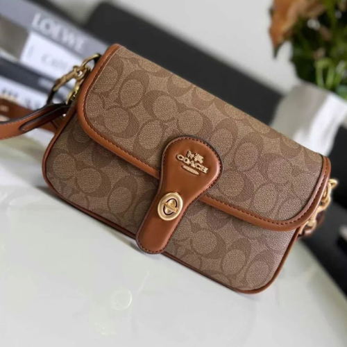 Coach Small Crossbody Bag with Tan Leather Trimc Bags