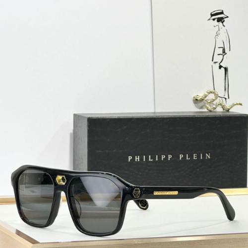Philipp Plein Sunglasses Black Acetate Frame Sunglasses with Brown Gradient Lenses